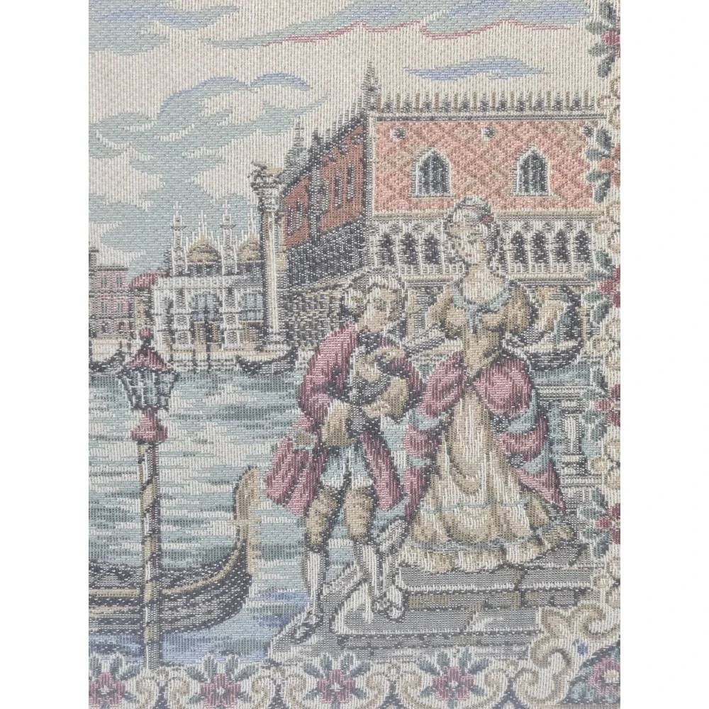 Italian Framed Tapestry‎ Venice Gondola Scene Doge's Palace Romantic Courting